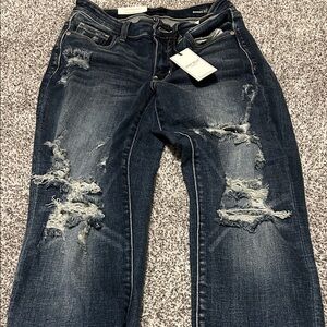 Judy Blue Dark Distressed Boyfriend Jeans